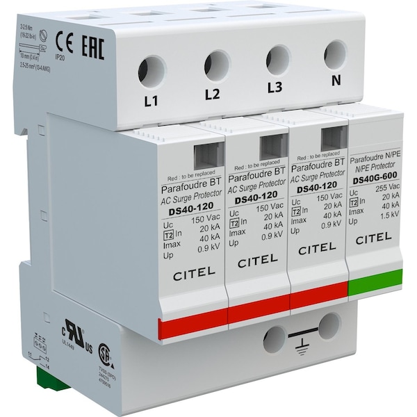 Citel Surge Protection Device, 3 Phase, 120/240V, 4 Wires DS44S-120/G - main
